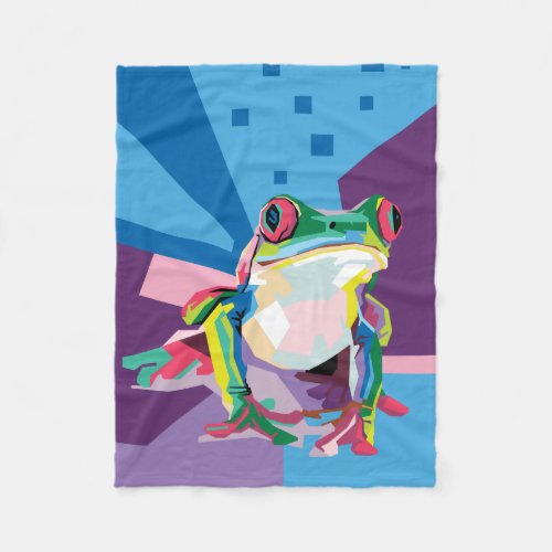 Colorful Tree Frog Portrait Fleece Blanket