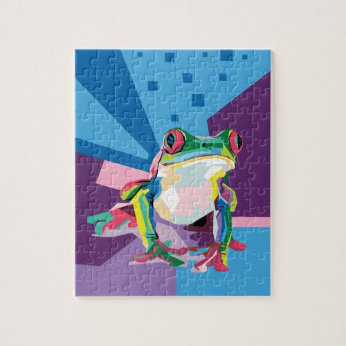 Colorful Tree Frog Portrait Jigsaw Puzzle