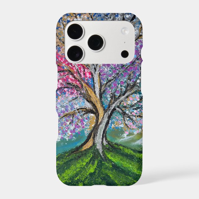 Colorful Tree - handmade artwork  iPhone Case (Back)