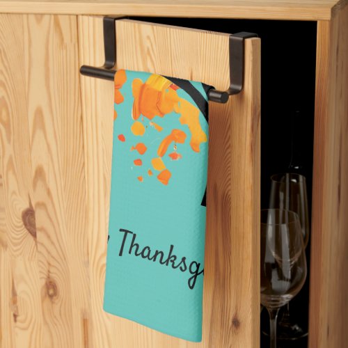 Colorful Tree Happy Thanksgiving Modern Stylish Kitchen Towel