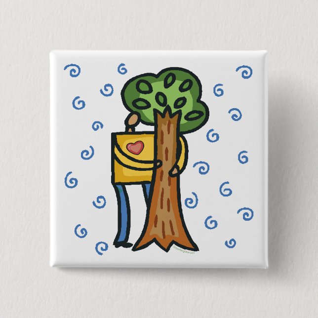 Colorful Tree Hugger Pinback Button (Front)