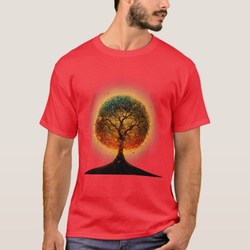 Colorful Tree Life Is Really Good Tree Art Earth D T_Shirt