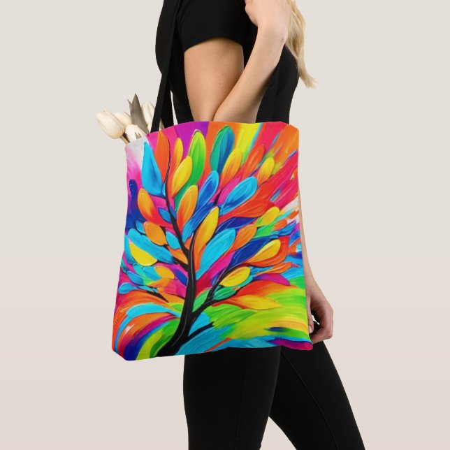 Colorful Tree of Dreams Tote Bag (Close Up)