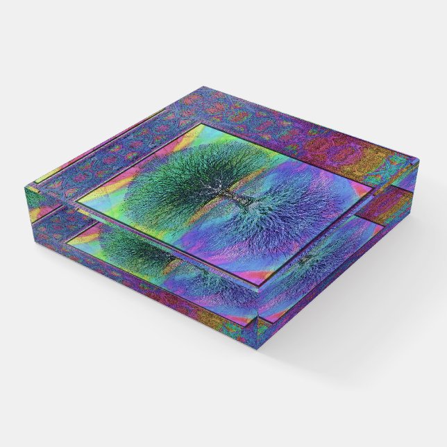 Colorful Tree of Life Paperweight (Angled)