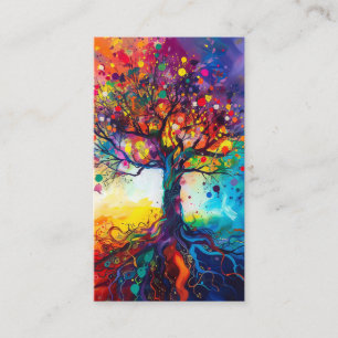 Colorful Tree of Life Rainbow Serenity Nature Art Business Card