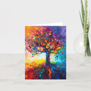 Colorful Tree of Life Rainbow Serenity Nature Art Card