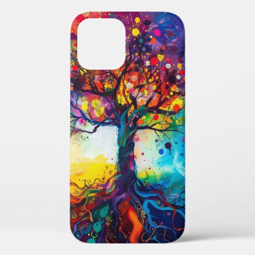 Colorful Tree of Life Rainbow Serenity Nature Art iPhone 12 Case