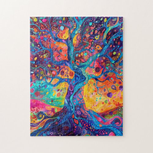 Colorful Tree of Life Rainbow Serenity Nature Art Jigsaw Puzzle