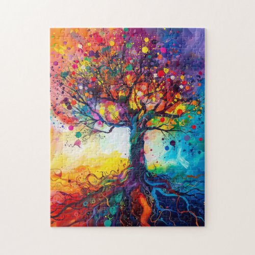 Colorful Tree of Life Rainbow Serenity Nature Art Jigsaw Puzzle