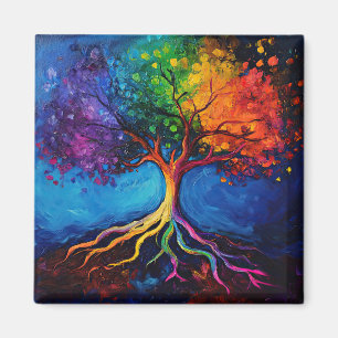 Colorful Tree of Life Roots Knowledge Wisdom Peace Magnet
