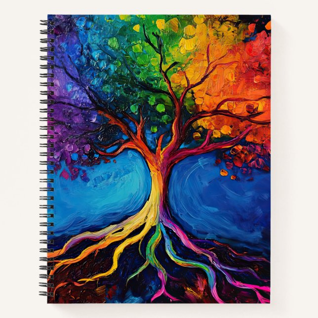 Colorful Tree of Life Roots Knowledge Wisdom Peace Notebook (Front)