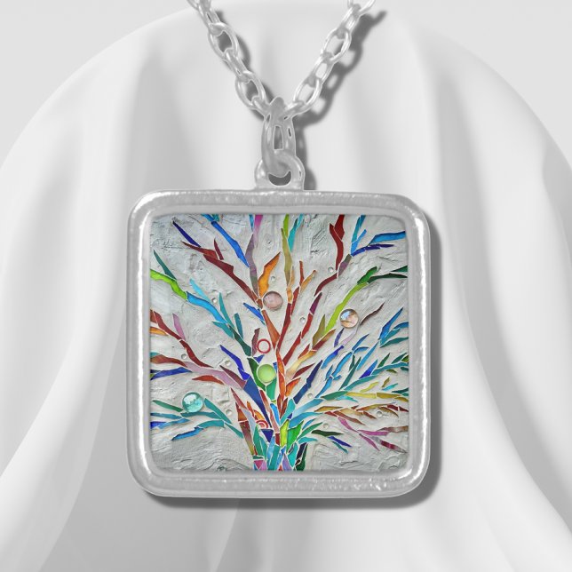 Colorful Tree Of Life Silver Plated Necklace (Creator Uploaded)
