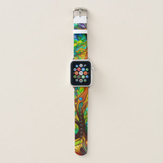Colorful Tree of Life Stained Glass Look Apple Watch Band