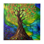 Colorful Tree Of Life Stained Glass Look Ii Ceramic Tile at Zazzle