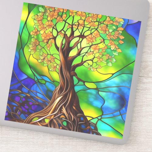 Colorful Tree of Life Stained Glass Look II Sticker