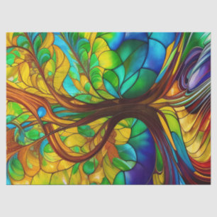 Colorful Tree of Life Stained Glass Look Tissue Paper