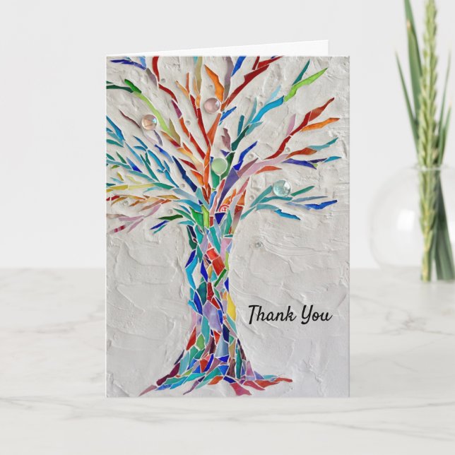 Colorful Tree Of Life Thank You Card (Front)