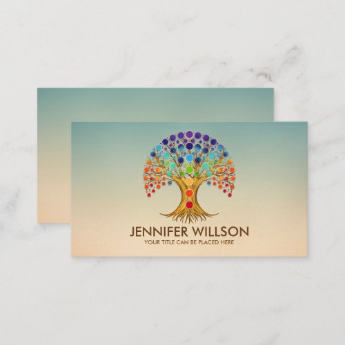 Colorful  Tree of life with Chakras  Business Card