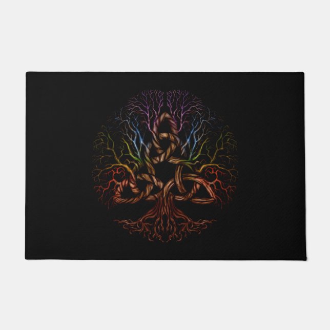 Colorful Tree of life with Triquetra Doormat (Front)