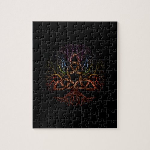 Colorful Tree of life with Triquetra Jigsaw Puzzle