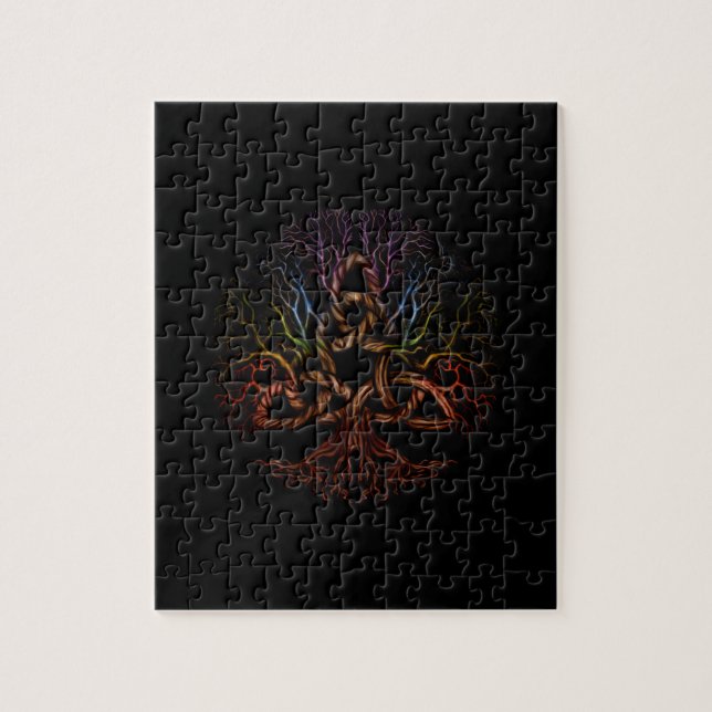 Colorful Tree of life with Triquetra Jigsaw Puzzle (Vertical)