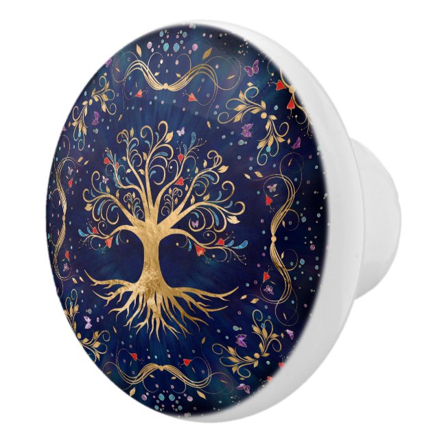 Colorful Tree of Life - Yggdrasil Ceramic Knob (Right)