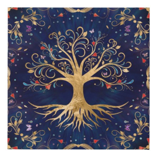Colorful Tree of Life _ Yggdrasil Faux Canvas Print