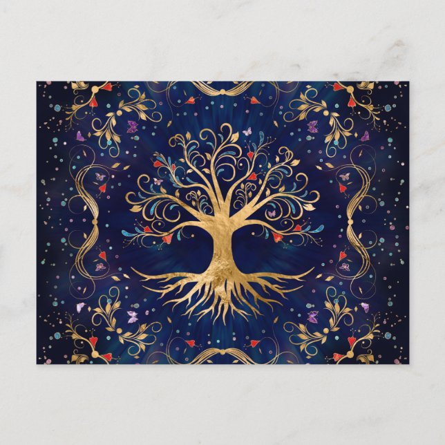 Colorful Tree of Life - Yggdrasil Postcard (Front)