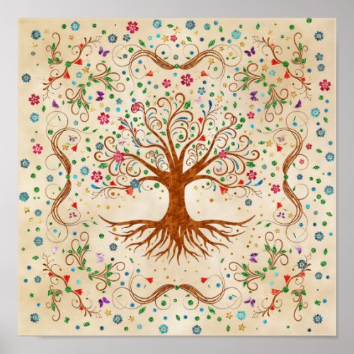 Colorful Tree of Life _ Yggdrasil Poster