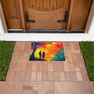 Colorful Tree of Love Doormat