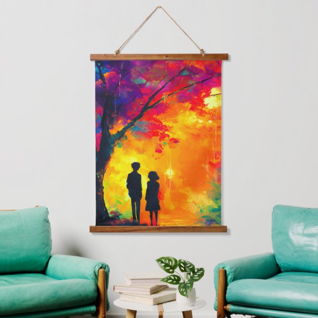 Colorful Tree of Love Hanging Tapestry (Living Room)