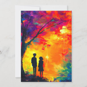 Colorful Tree of Love Holiday Card