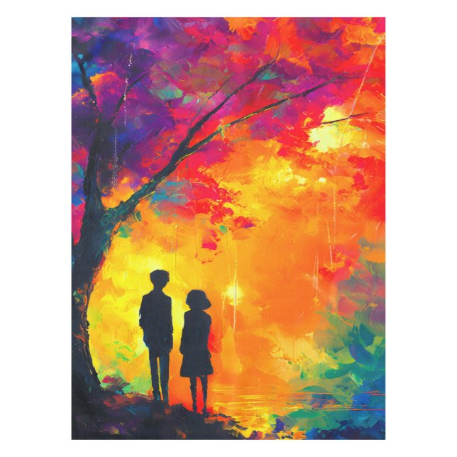 Colorful Tree of Love Tablecloth (Front)