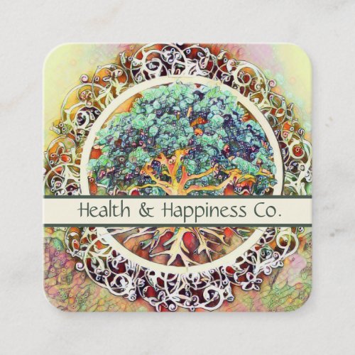 Colorful Tree Square Business Card