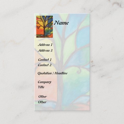 Colorful Tree Stained Glass Business Card