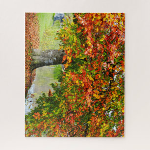 Colorful Tree with Leaves Falling at the Shore Jigsaw Puzzle