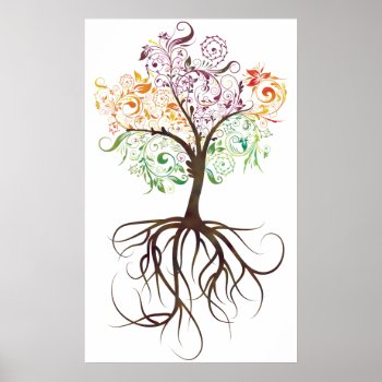 Colorful Tree With Roots Poster by gidget26 at Zazzle