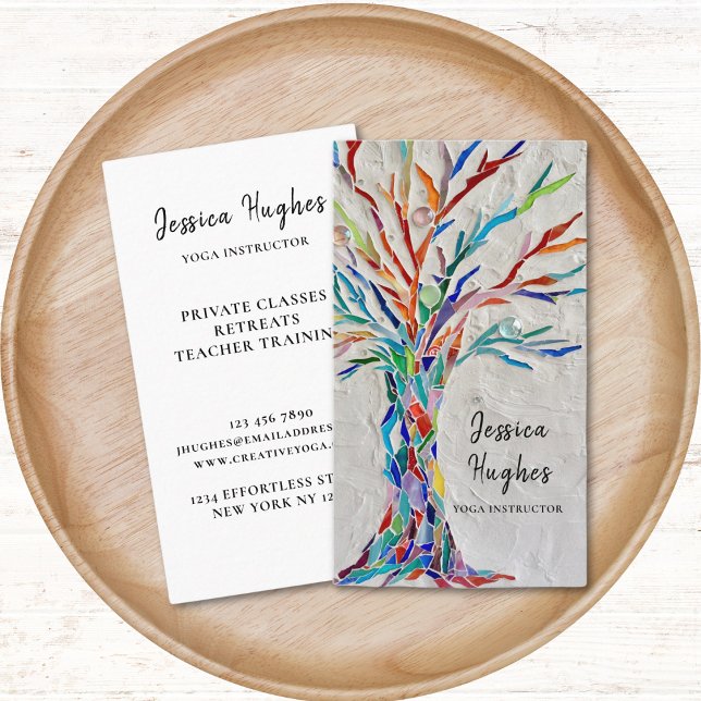 Colorful Tree Yoga Instructor Business Card (Creator Uploaded)