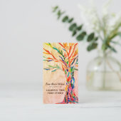 Colorful Tree Yoga Studio Beige Coral Business Card (Standing Front)