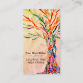 Colorful Tree Yoga Studio Beige Coral Business Card (Front)