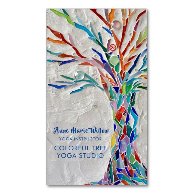 Colorful Tree Yoga Studio Business Card Magnet (Front Vertical)