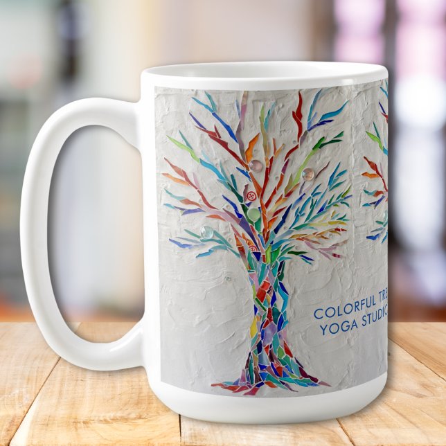 Colorful Tree Yoga Studio Mosaic Tree Customize Coffee Mug (Creator Uploaded)