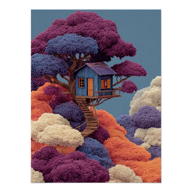 Colorful Treehouse Wall Art (Front)