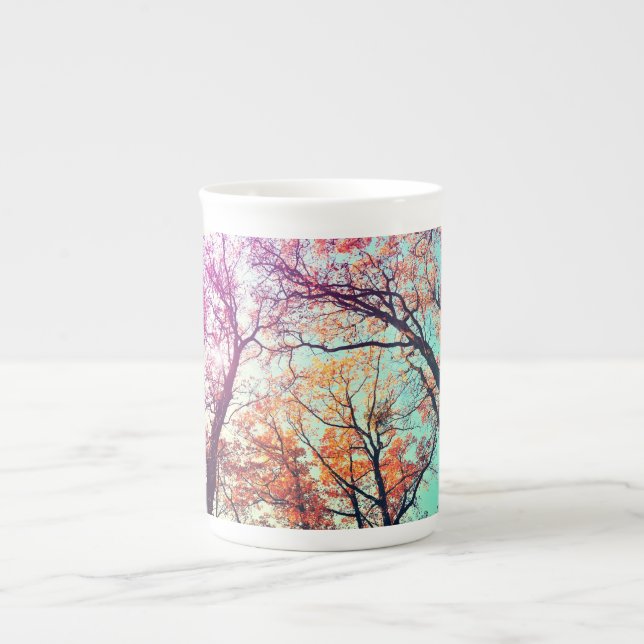 Colorful trees bone china mug (Front)