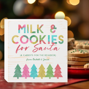 Colorful Trees Cookies for Santa Christmas Wooden Box Sign