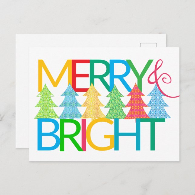 Colorful Trees Holiday Postcard (Front/Back)
