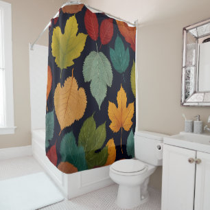 Colorful Trees - Leaf Pattern Shower Curtain Set
