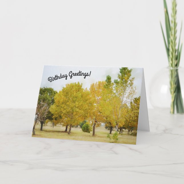 Colorful Trees Nature Art Birthday Card (Front)