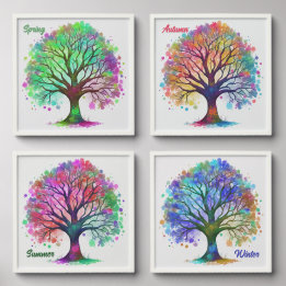 Colorful Trees Photo Tiles Peel And Stick Photo Tile