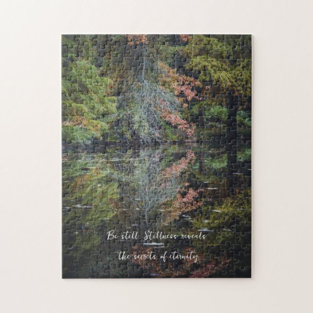 Colorful trees reflecting upon the calm water jigsaw puzzle (Vertical)